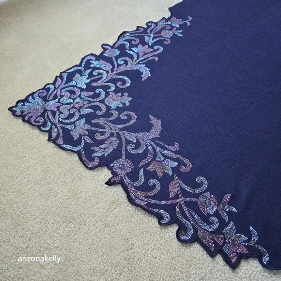 NWOT Crystal Cashmere Scarf Bedazzled Gem Sparkle Rhinestone Ahujasons - Picture 10 of 17